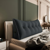 Large Wedge Headboard Backrest Reading Pillow — Deep Grey